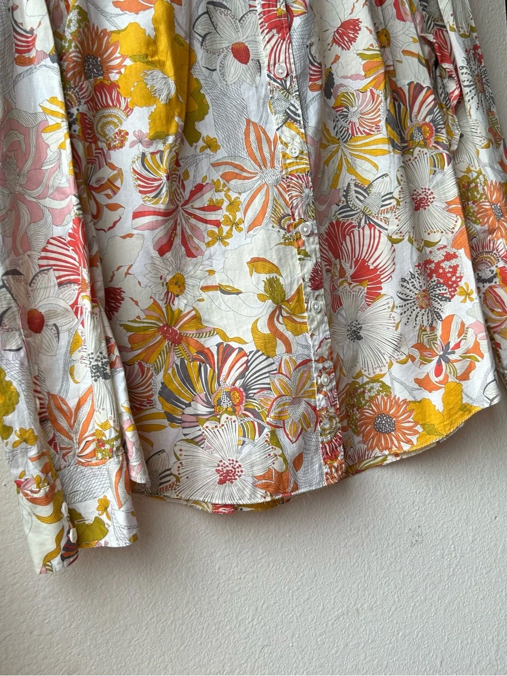 The Perfect Shirt for J. Crew Liberty of London Fabric Yellow Cream Floral Sz 6 - Picture 6 of 13
